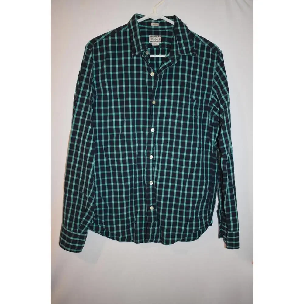 Men's‎ J. Crew Slim Fit Checkered Blue and Teal Button Up Size Medium